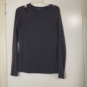 ATHLETA double layer Cutout Long sleeve blue gray shirt size Medium